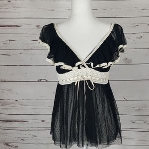 Sheer Babydoll Style Top Sz Med.